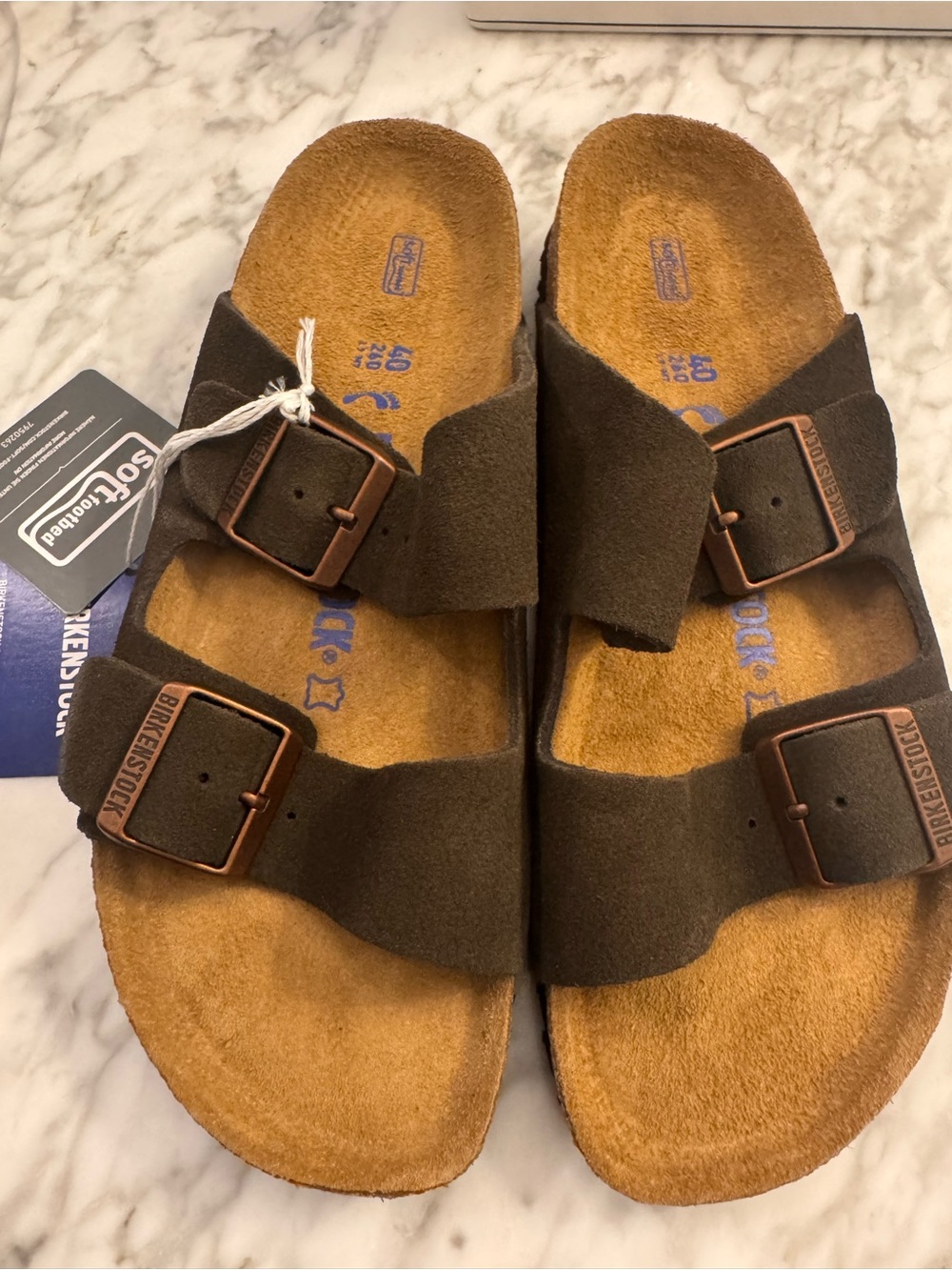 Birkenstock Arizona Sandals in Mocha Dark Brown Suede Narrow Soft Footbed 40 - Picture 6 of 14